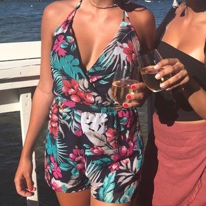 Tropical print romper